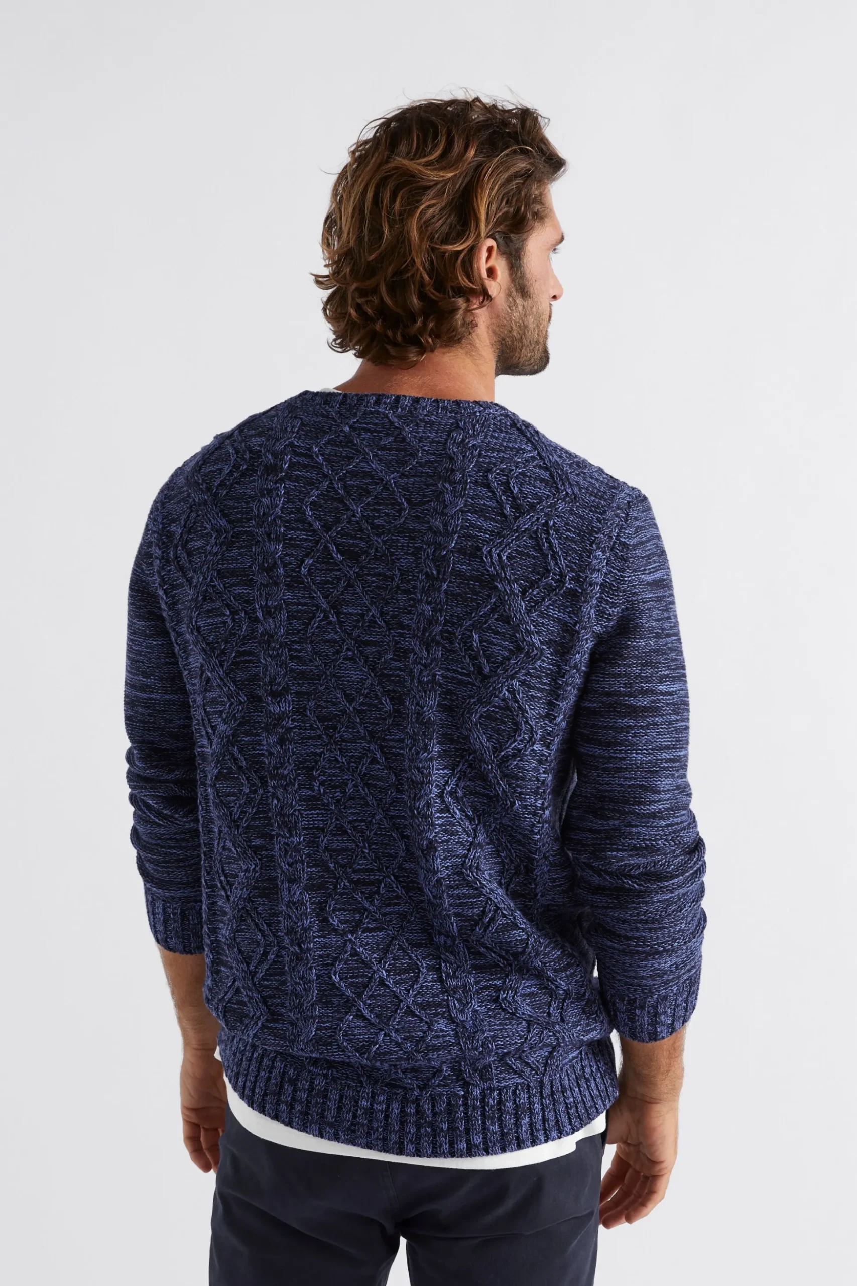 Seed Heritage T-Shirts & Sweaters-Cable Knit Sweater Midnight Blue