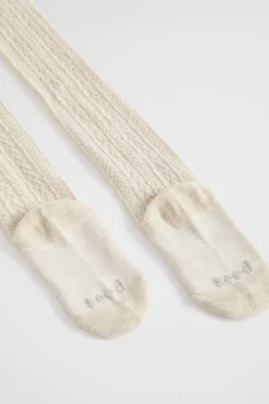 Seed Heritage Tights-Cable Knit Tights Oat Marle