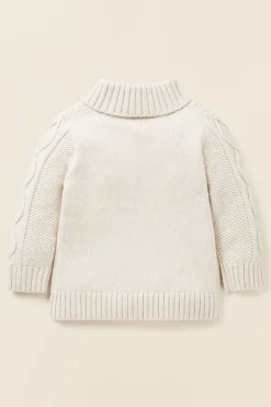 Seed Heritage T-Shirts & Tops-Cable Shawl Knit Frost Marle
