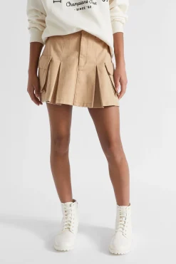 Seed Heritage Skirts-Cargo Pleat Skirt Ecru