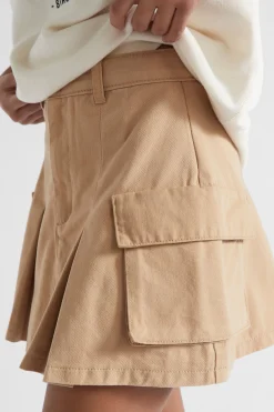 Seed Heritage Skirts-Cargo Pleat Skirt Ecru