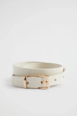 Seed Heritage Belts-Celeste Narrow Leather Belt Bone