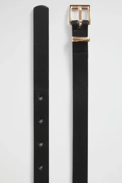Seed Heritage Belts-Celeste Narrow Leather Belt Black