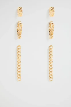 Seed Heritage Jewellery-Chain Earring Pack Gold
