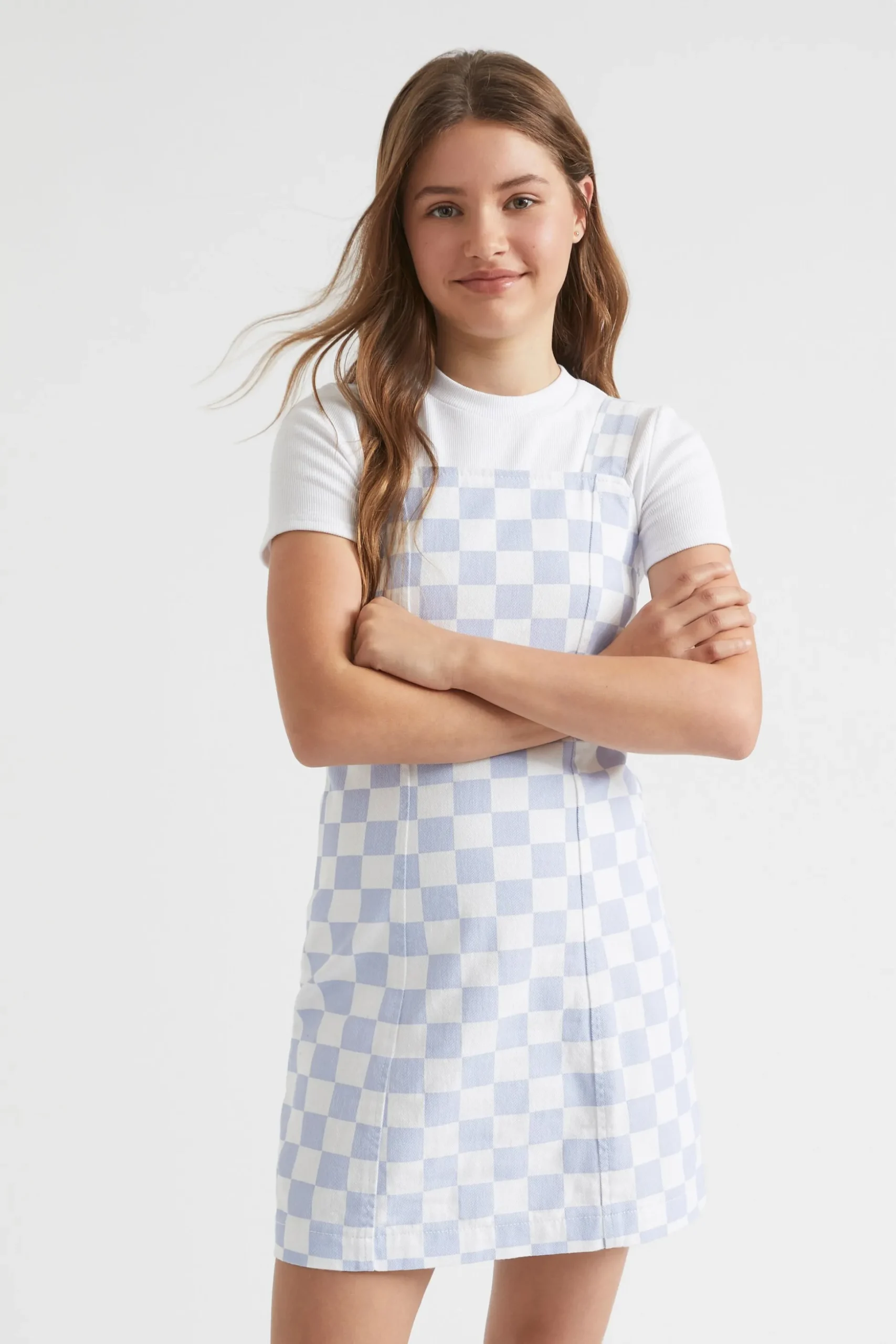 Seed Heritage Denim & Jeans-Check Denim Dress Sky Blue