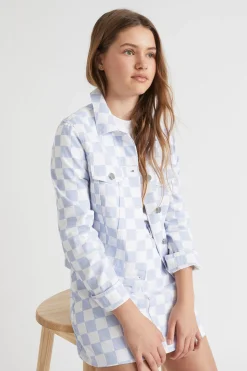 Seed Heritage Denim & Jeans-Check Denim Jacket Sky Blue