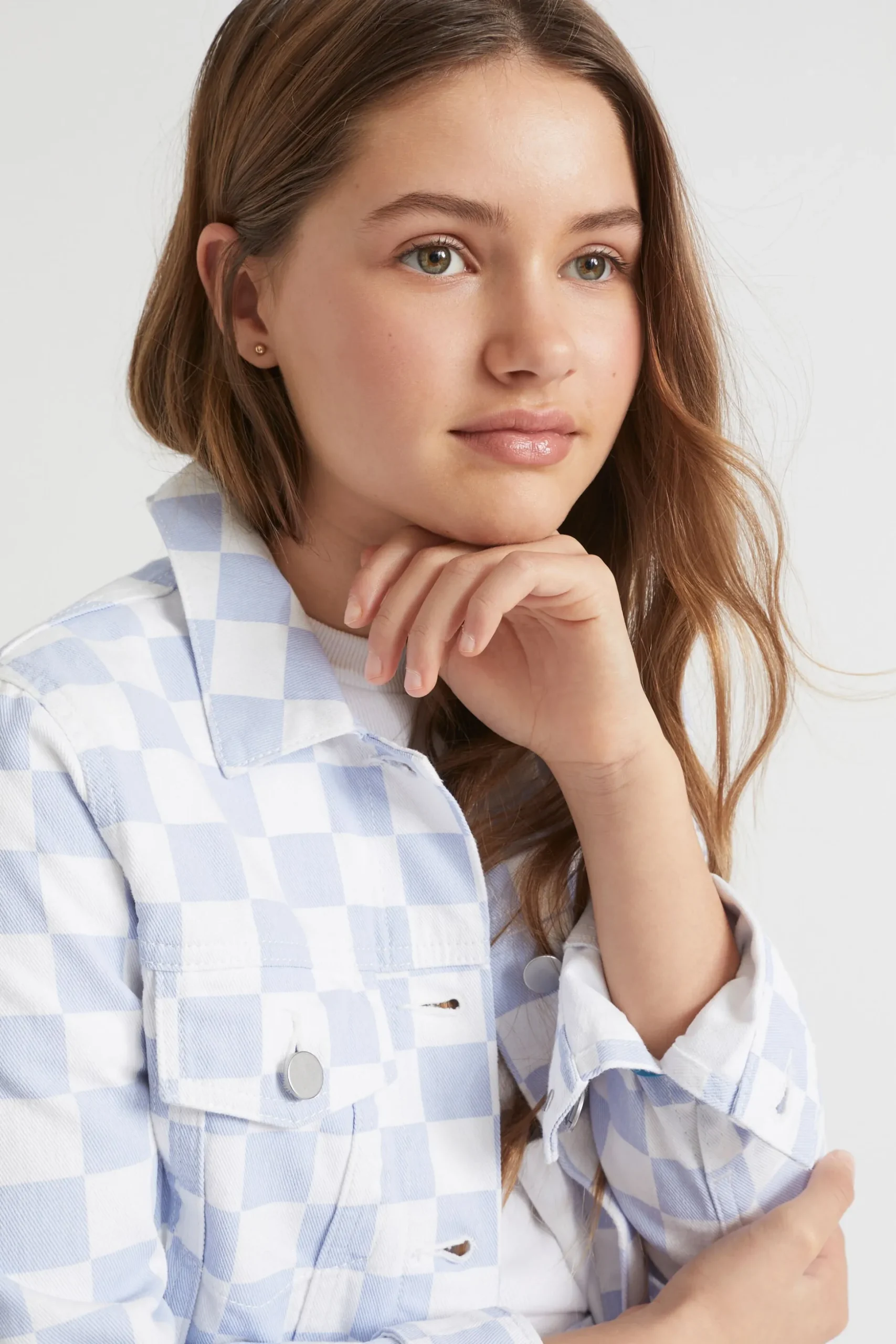 Seed Heritage Denim & Jeans-Check Denim Jacket Sky Blue