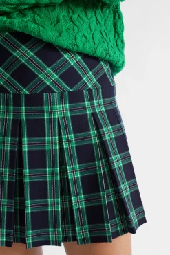 Seed Heritage Skirts-Check Pleat Skirt Midnight