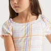 Seed Heritage Swimwear-Check Puff Sleeve Bather Multi