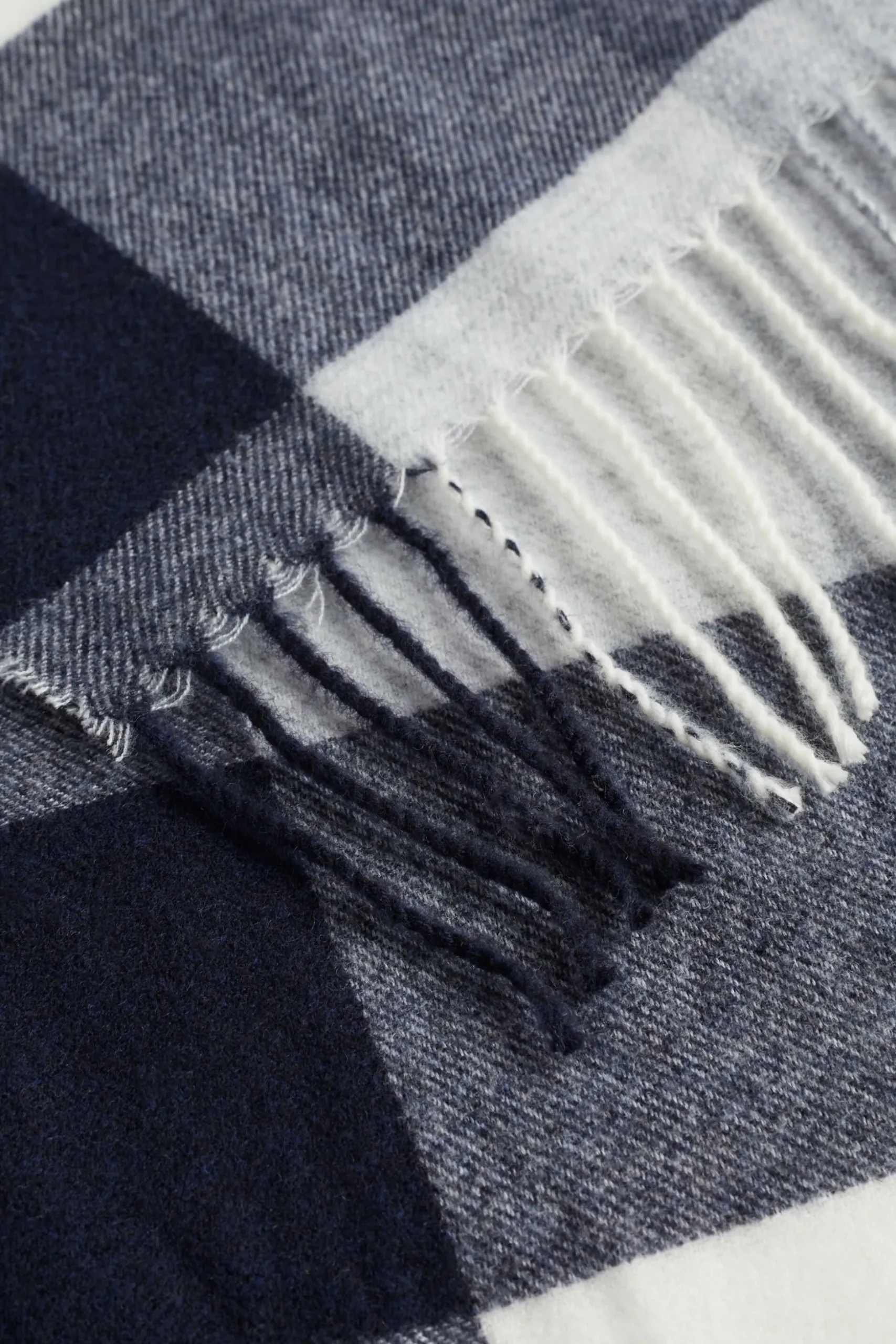 Seed Heritage Scarves & Kaftans-Check Tassel Scarf Midnight Sky Multi