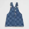 Seed Heritage Dresses-Checked Denim Pinafore Indigo