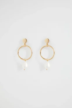 Seed Heritage Jewellery-Circle Pearl Earring Gold