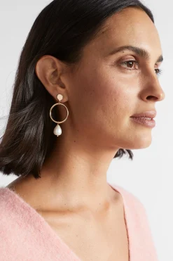 Seed Heritage Jewellery-Circle Pearl Earring Gold