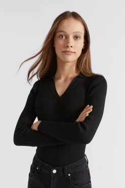 Seed Heritage Knitwear & Sweaters-Collar Rib Knit Black