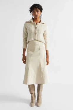 Seed Heritage Knitwear & Sweaters-Collared Cable Knit Cardigan Vanilla Cream Marle