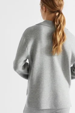 Seed Heritage Knitwear & Sweaters-Collared Double Knit Silver Marle
