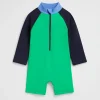 Seed Heritage Swimwear-Colourblock Rashsuit Pea Green