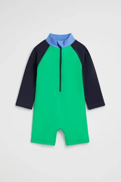 Seed Heritage Swimwear-Colourblock Rashsuit Pea Green
