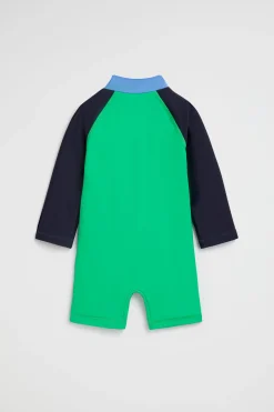 Seed Heritage Swimwear-Colourblock Rashsuit Pea Green