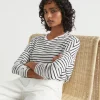 Seed Heritage T-Shirts & Tops-Core Asymmetrical Top Mono Stripe