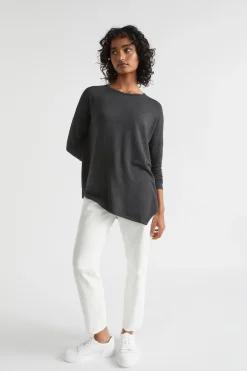 Seed Heritage T-Shirts & Tops-Core Asymmetrical Top Slate Marle