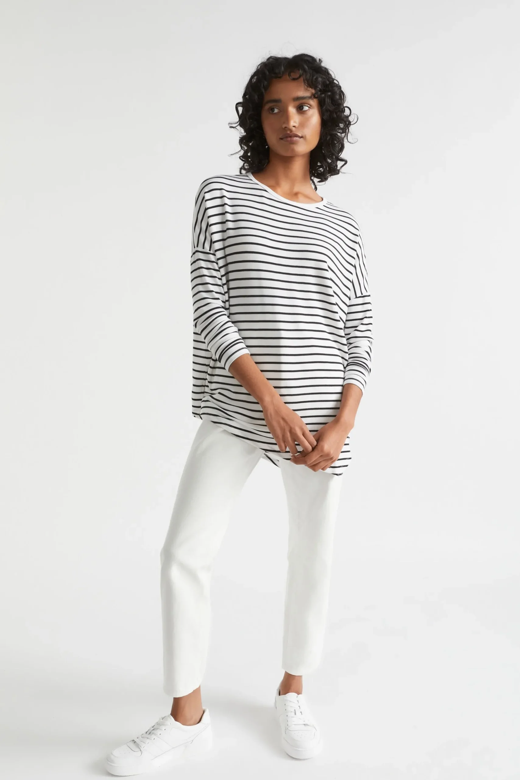 Seed Heritage T-Shirts & Tops-Core Asymmetrical Top Mono Stripe