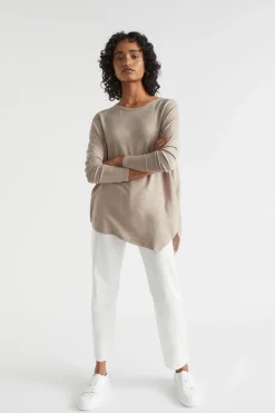Seed Heritage T-Shirts & Tops-Core Asymmetrical Top Light Storm Marle