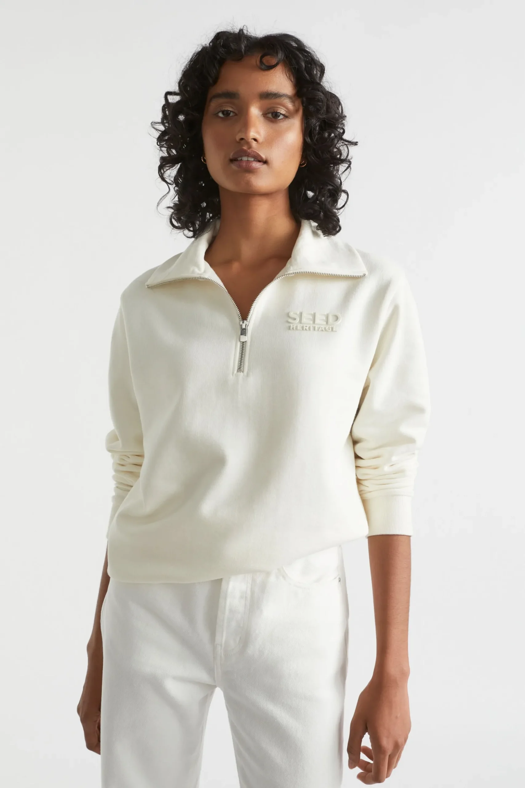 Seed Heritage Knitwear & Sweaters-Core Heritage Logo Sweat Cloud Cream
