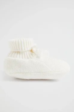 Seed Heritage Booties-Core Knitted Booties Nb Canvas