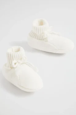 Seed Heritage Booties-Core Knitted Booties Nb Canvas