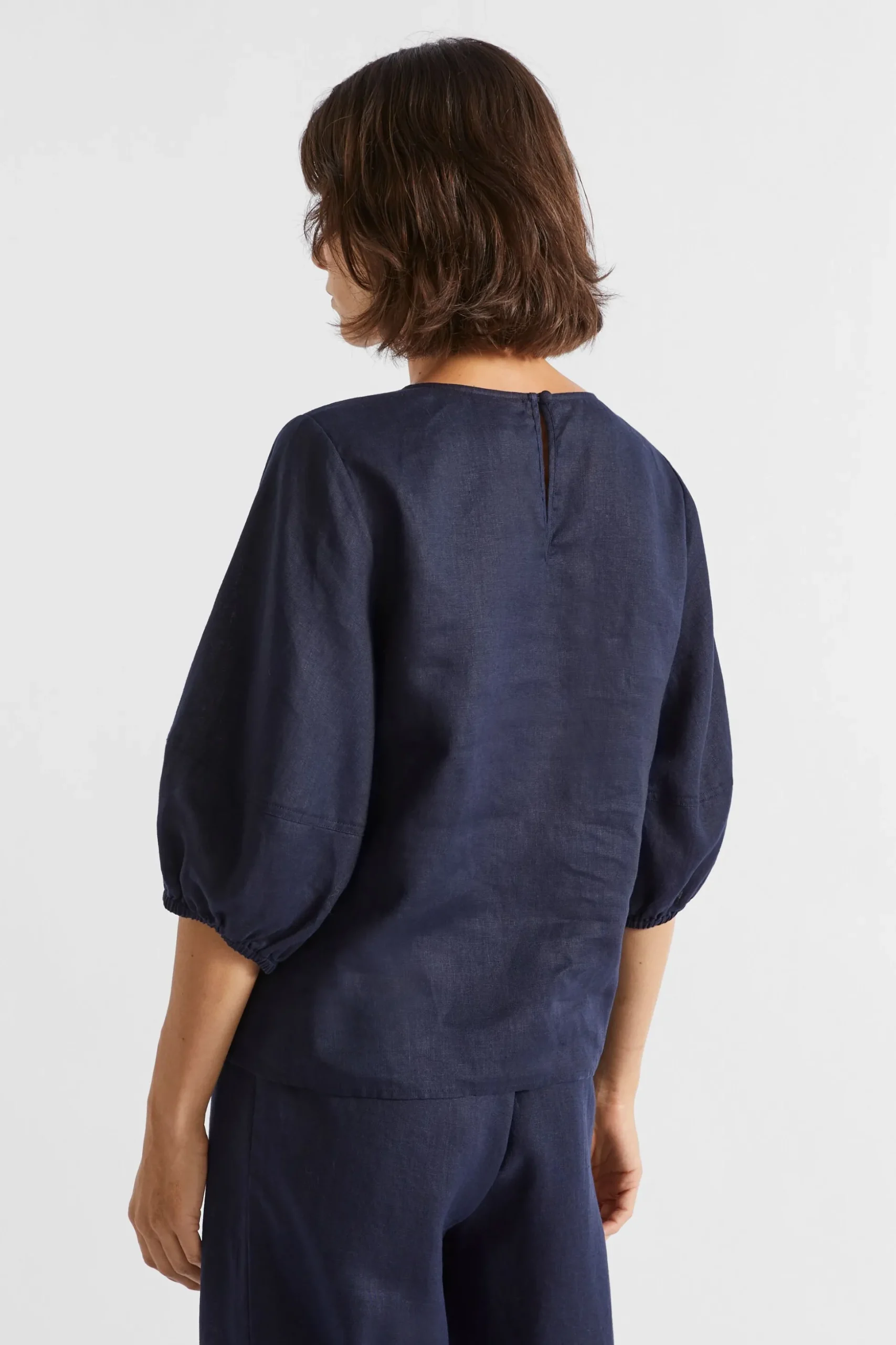 Seed Heritage T-Shirts & Tops-Core Linen Balloon Sleeve Top Midnight Sky