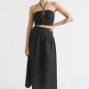 Seed Heritage Skirts-Core Linen Gathered Maxi Skirt Black
