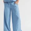 Seed Heritage Pants-Core Linen Waisted Pant Soft Cobalt