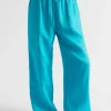 Seed Heritage Pants-Core Linen Wide Leg Tie Pant Peacock Blue