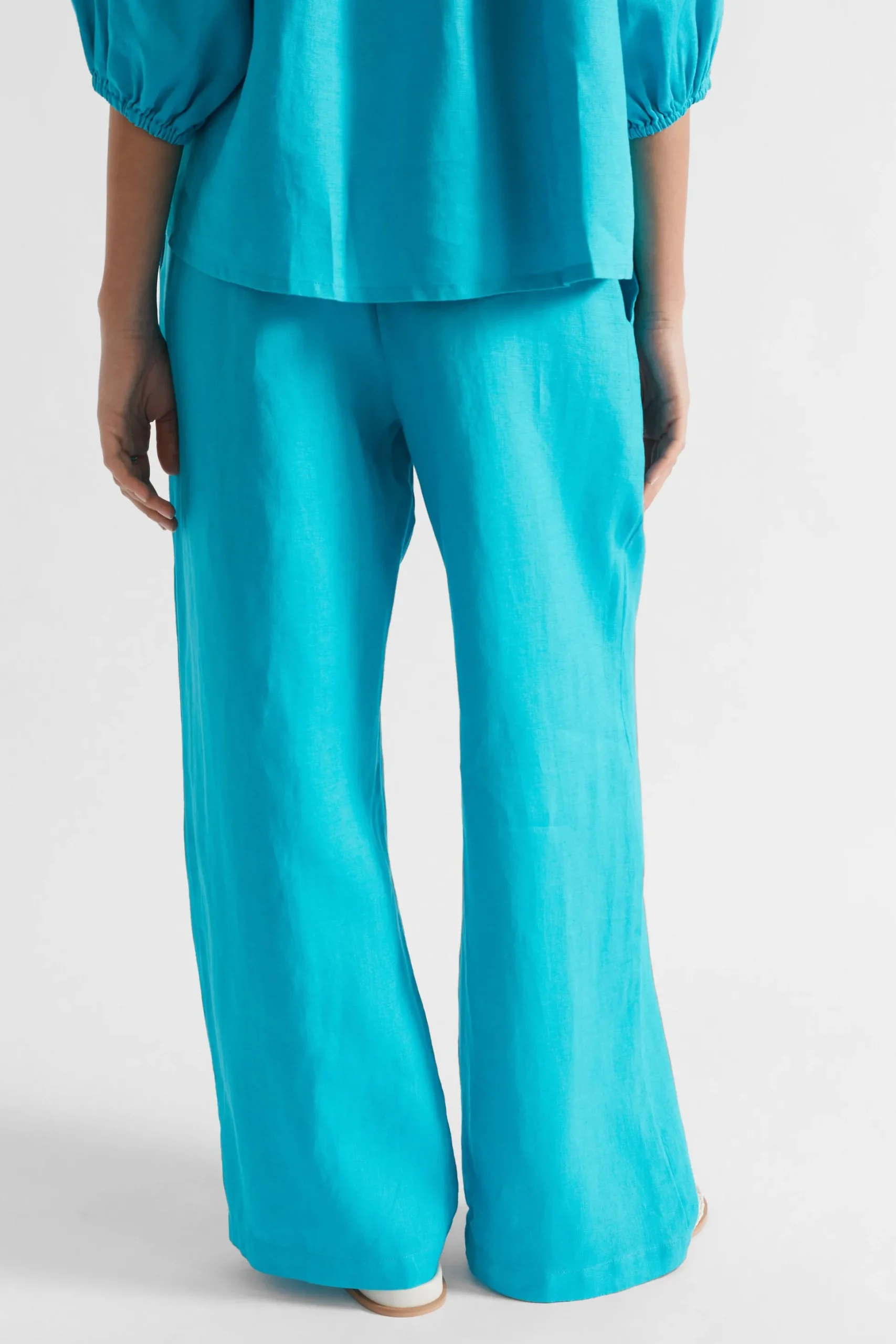 Seed Heritage Pants-Core Linen Wide Leg Tie Pant Peacock Blue