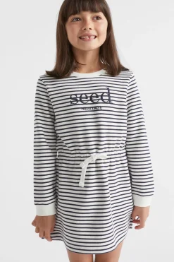 Seed Heritage Dresses-Core Logo Dress Midnight Stripe
