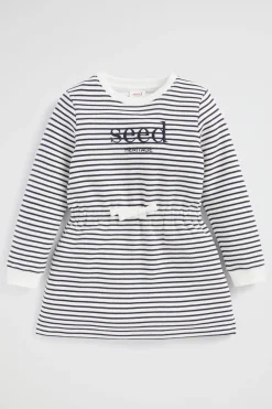Seed Heritage Dresses-Core Logo Dress Midnight Stripe