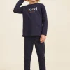 Seed Heritage T-Shirts & Tops-Core Logo Rugby Tee Midnight Blue