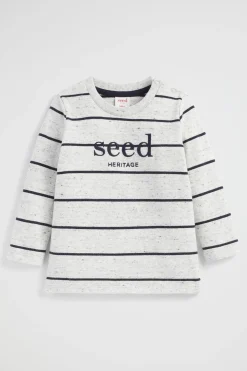 Seed Heritage T-Shirts & Tops-Core Logo Rugby Tee Cloudy Marle