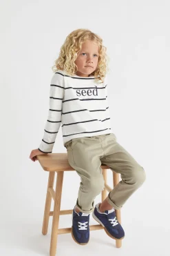 Seed Heritage T-Shirts & Tops-Core Logo Rugby Tee Canvas Stripe