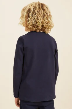 Seed Heritage T-Shirts & Tops-Core Logo Rugby Tee Midnight Blue