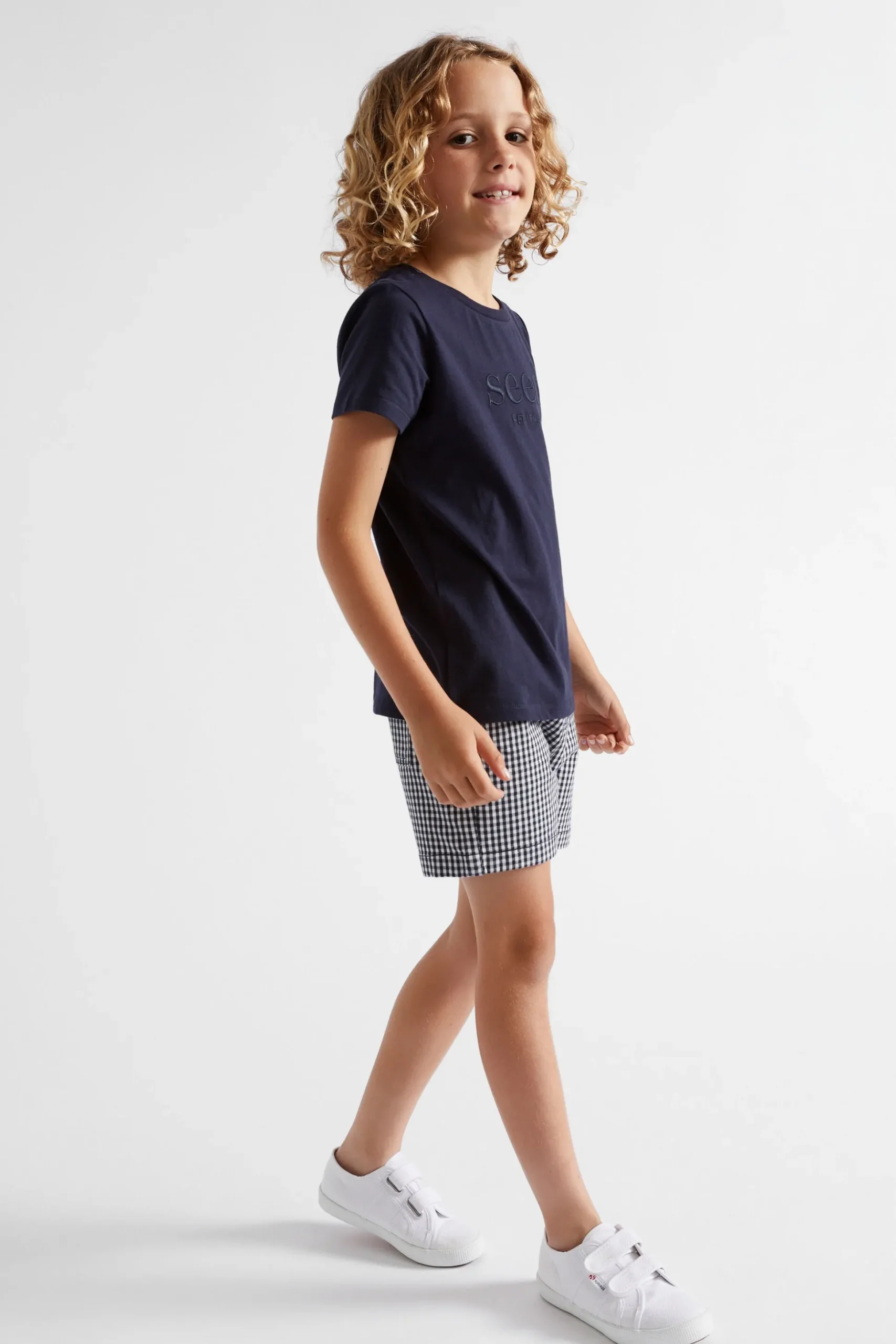 Seed Heritage T-Shirts & Tops-Core Logo Tee Midnight Blue