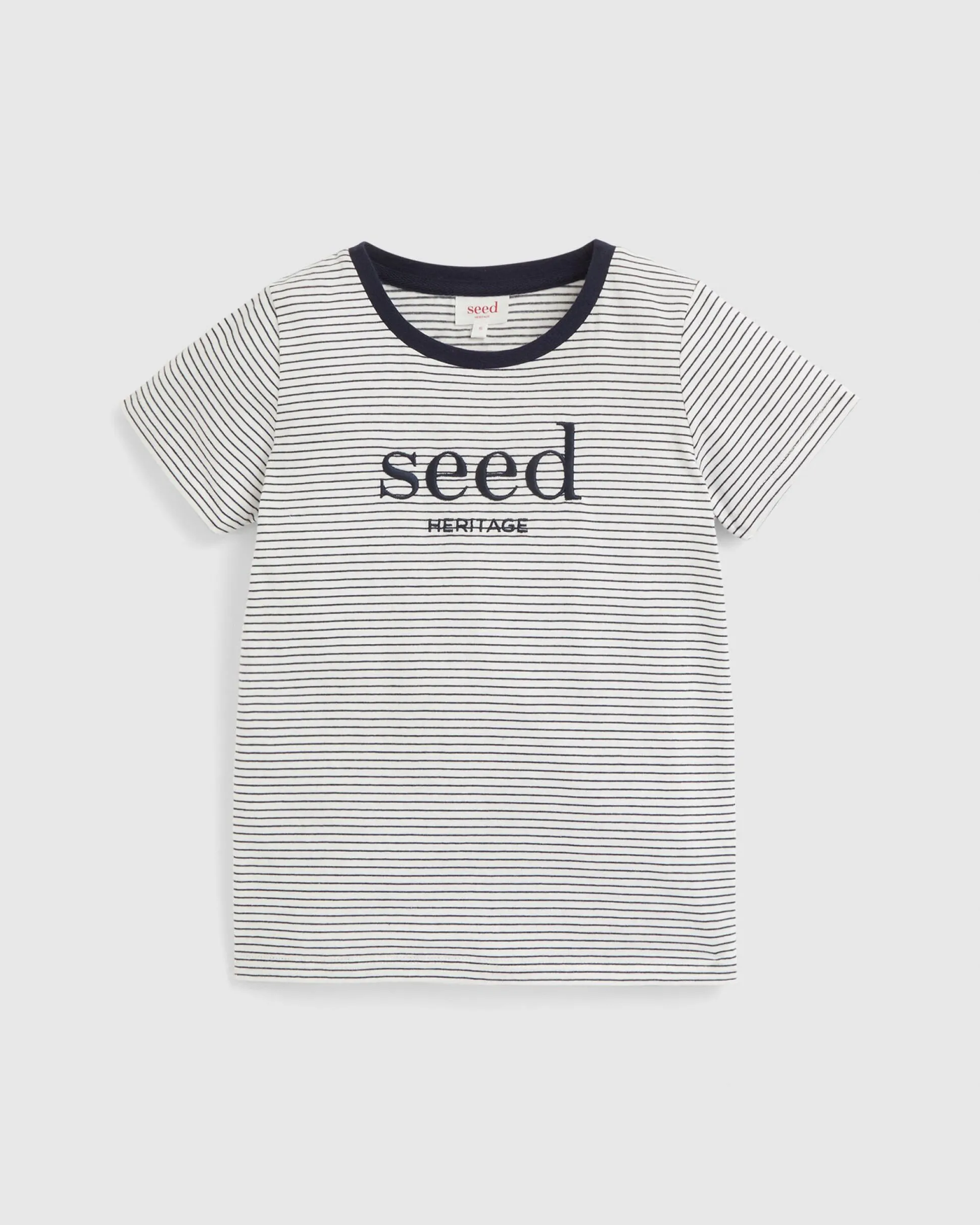 Seed Heritage T-Shirts & Tops-Core Logo Tee Blue Stripe