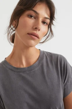 Seed Heritage T-Shirts & Tops-Core Longline Tee Coal Wash