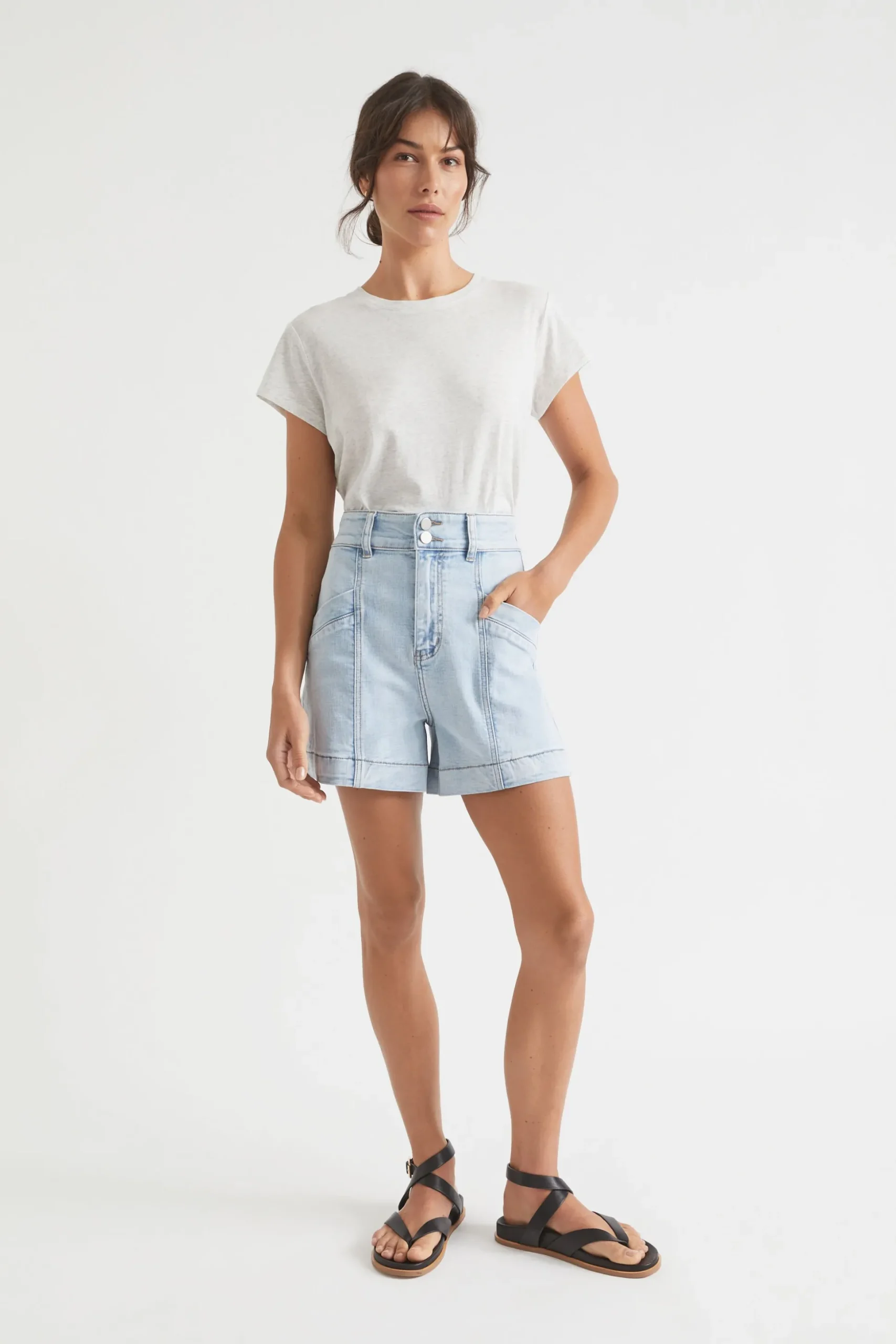 Seed Heritage T-Shirts & Tops-Core Neat Tee Light Grey Marle