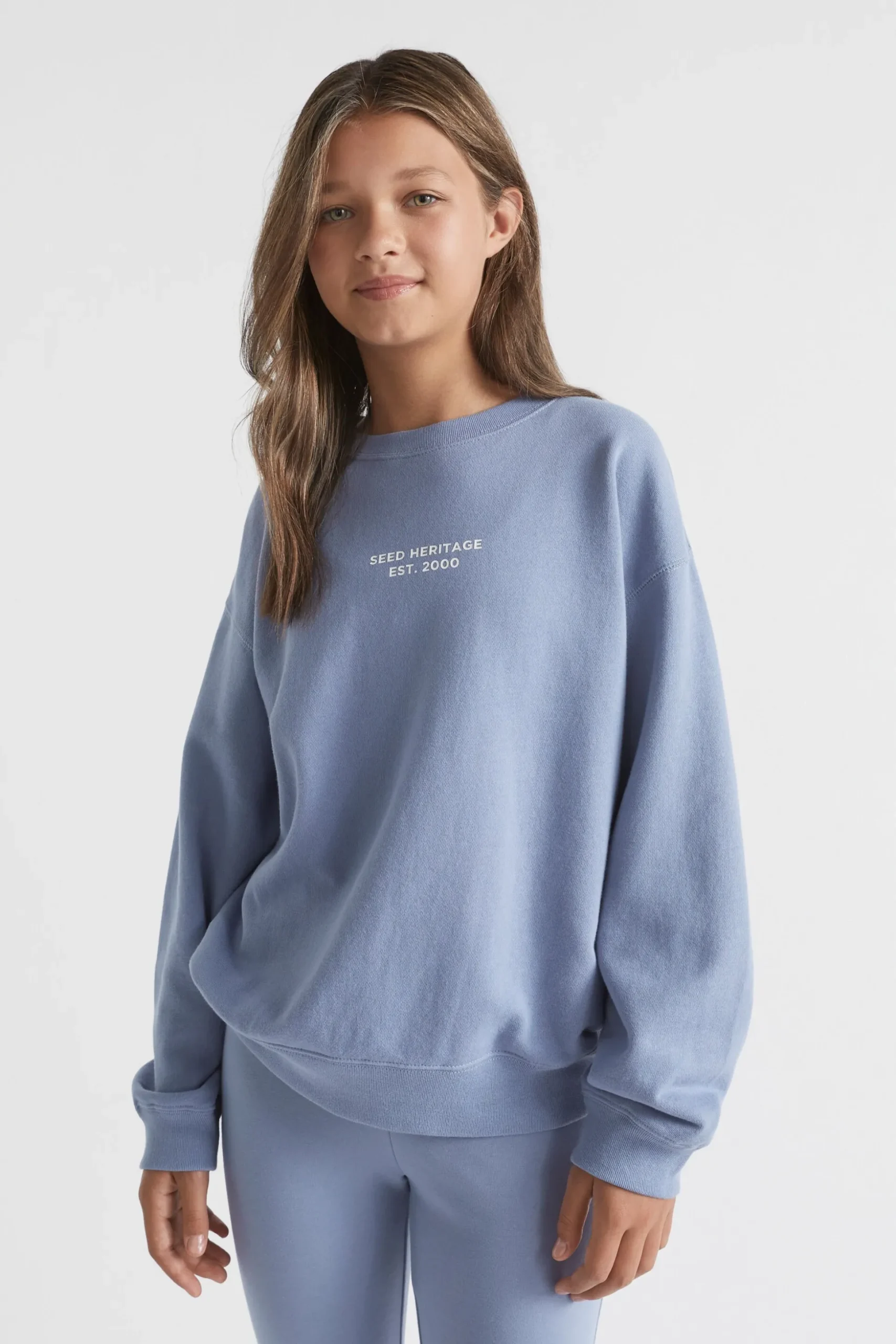 Seed Heritage Knitwear & Sweaters-Core Relaxed Sweat Powder Blue