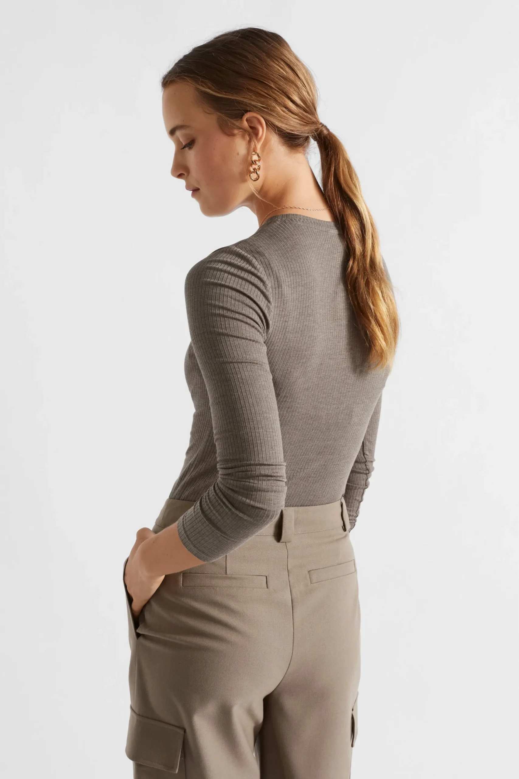 Seed Heritage T-Shirts & Tops-Core Rib Crew Neck Top Hazel Marle