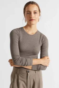 Seed Heritage T-Shirts & Tops-Core Rib Crew Neck Top Hazel Marle