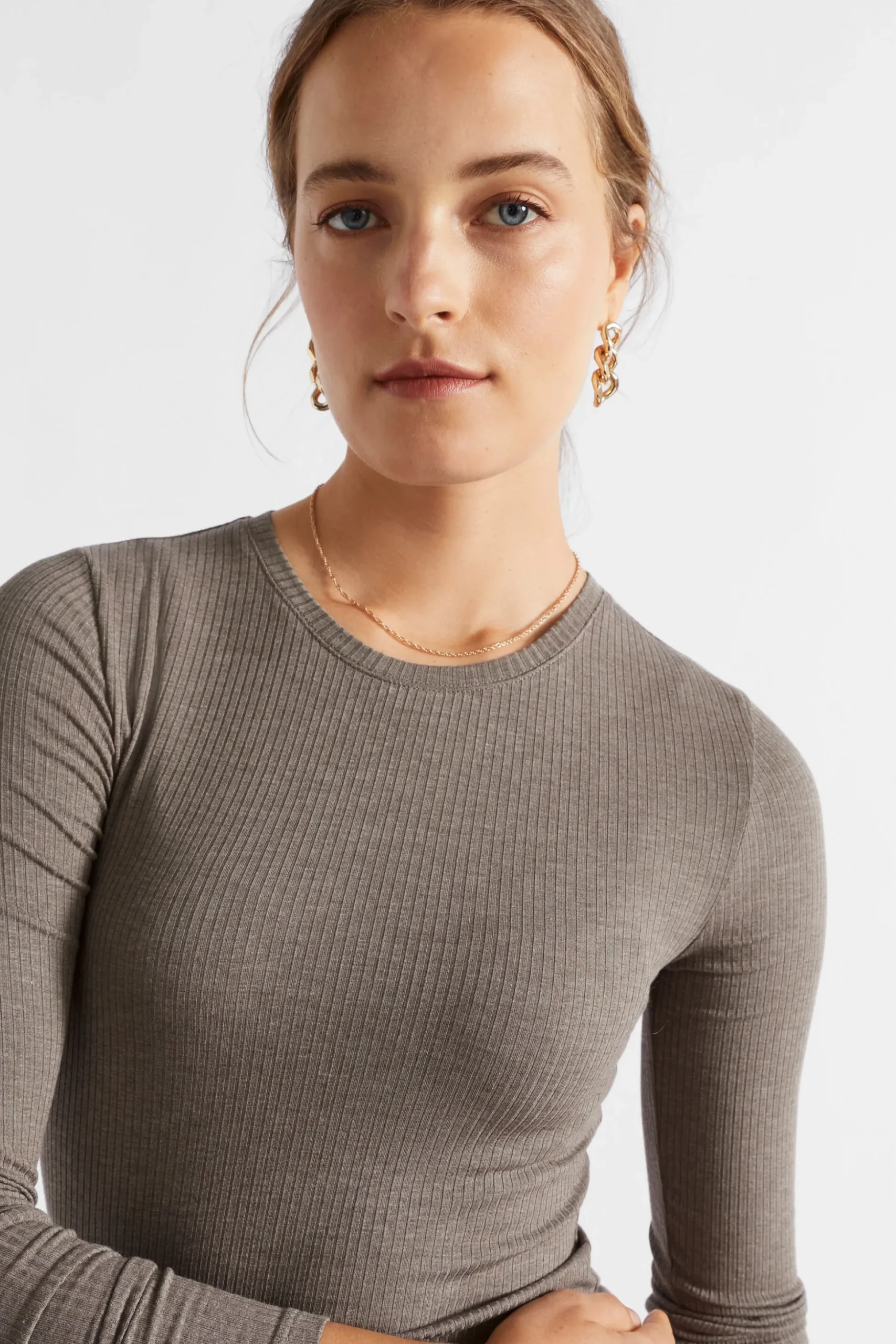 Seed Heritage T-Shirts & Tops-Core Rib Crew Neck Top Hazel Marle