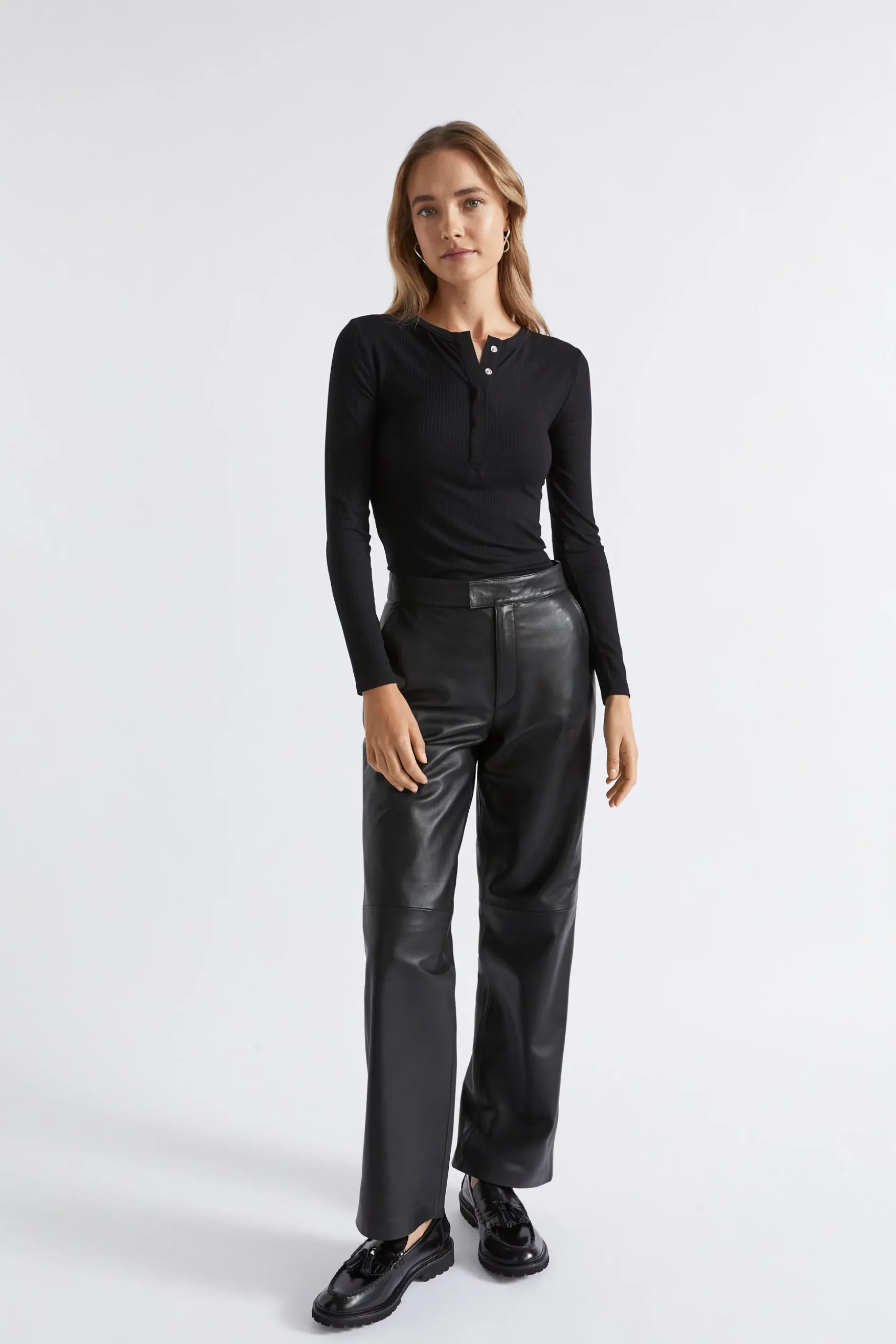 Seed Heritage T-Shirts & Tops-Core Rib Henley Top Black